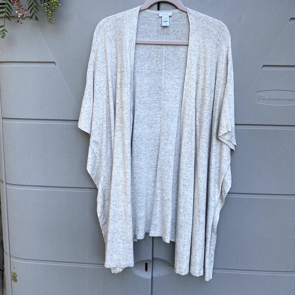 J Jill Pure Jill Cream + Speckled Open Front Linen Blend Cardigan Size XS/S